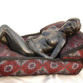 Bronze figurative sculpture limited edition nude female woman recline repose chaise